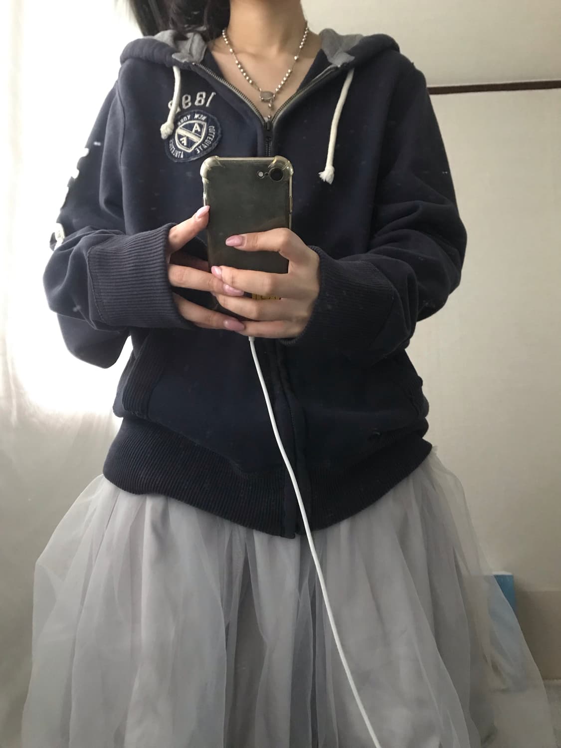 아베크롬비 네이비 사이드로고 후드집업 상품이미지7