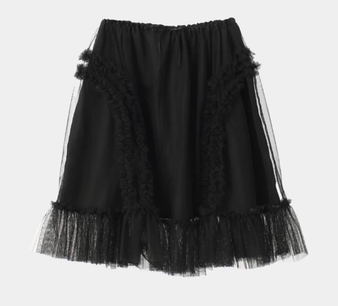 생긴스튜디오 밴딩 러플 샤 스커트 블랙 상품이미지1