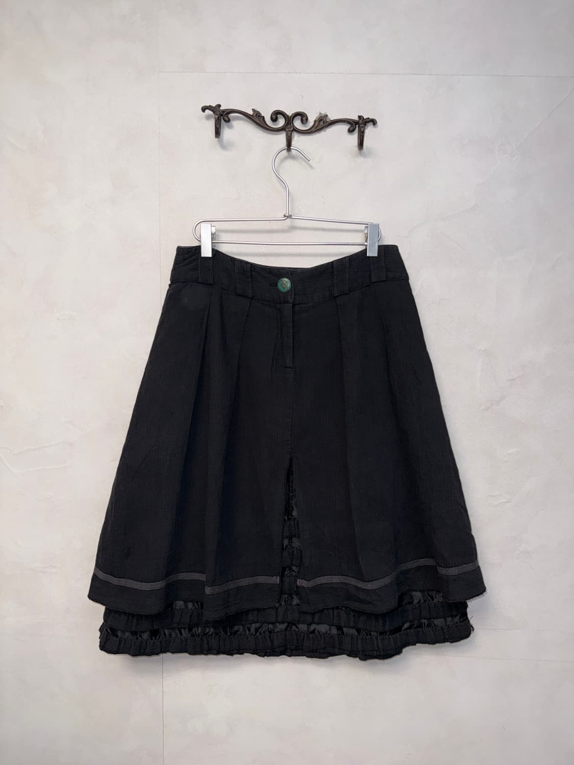 Black lace layered slit midi skirt 상품이미지1