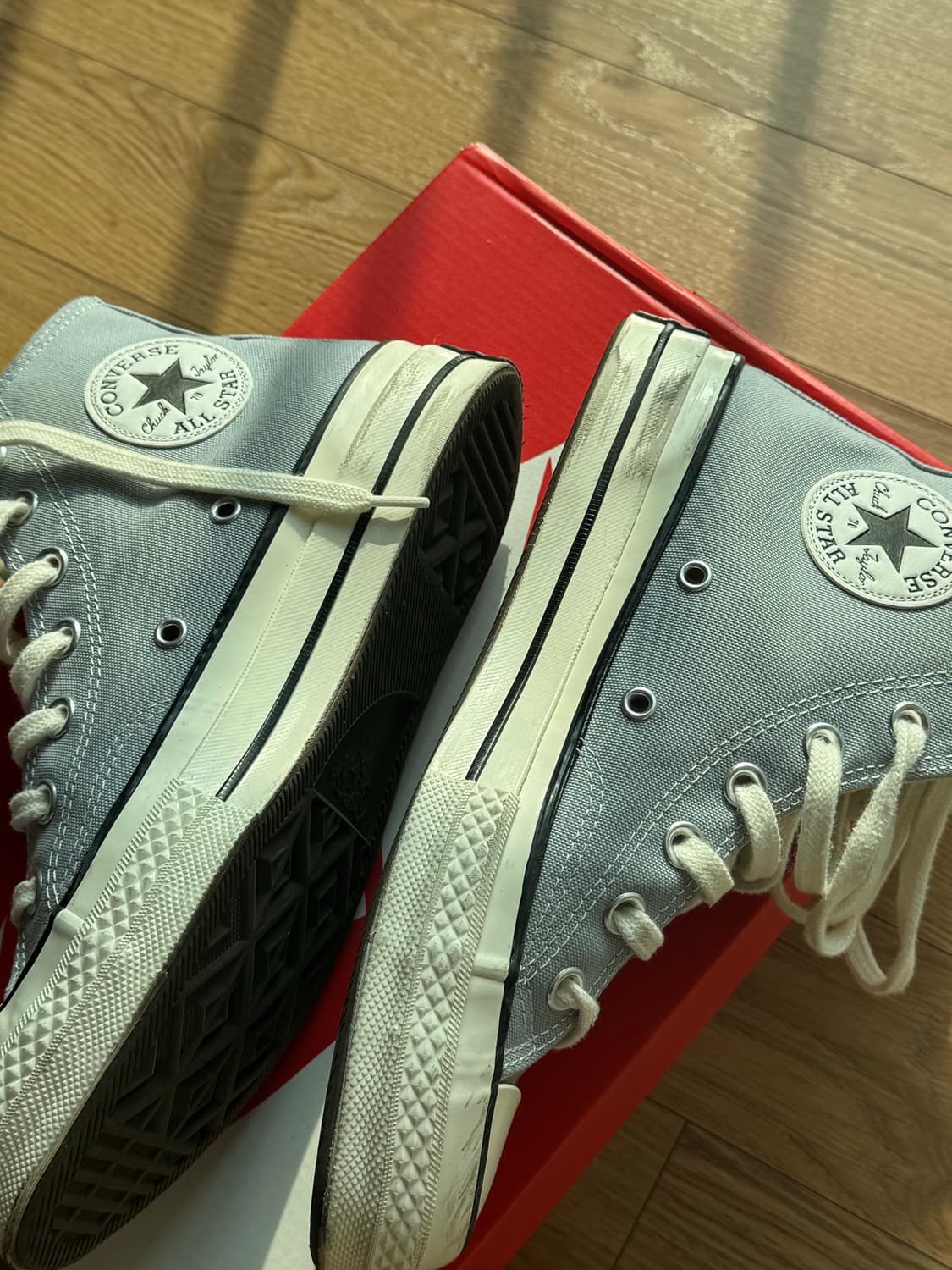 2번착용) 245 컨버스 척 70 하이 빈티지 캔버스 울프그레이 상품이미지5