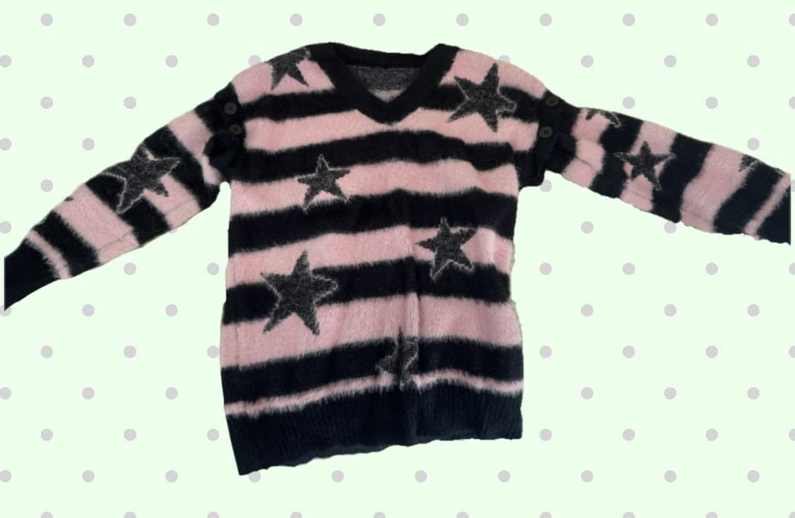 별니트 y2k 앙고라 브이넥 투웨이 스타 단가라 니트 상품이미지2