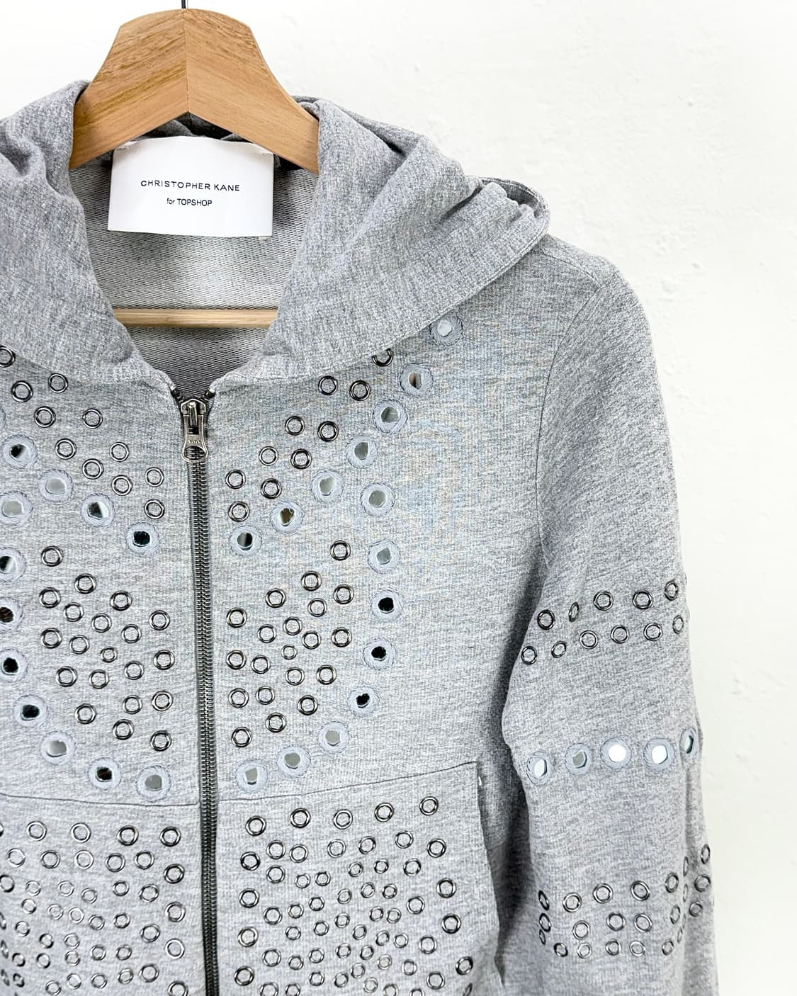 크리스토퍼 케인 x 탑샵 그레이 헤더 스터드 써클 후디 집업 상품이미지3