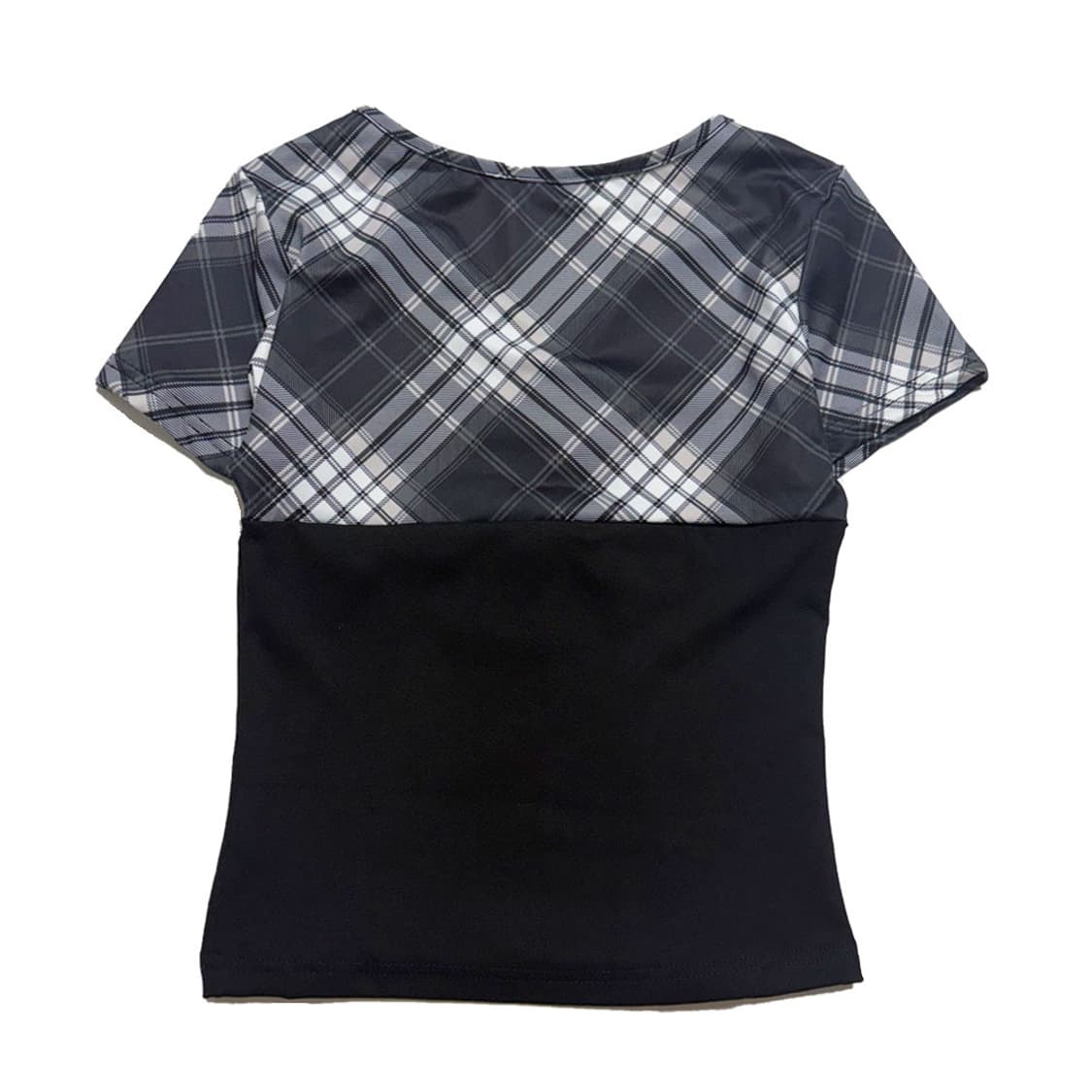 새상품 여자 체크 브이넥 반팔 (네이비) 상품이미지3