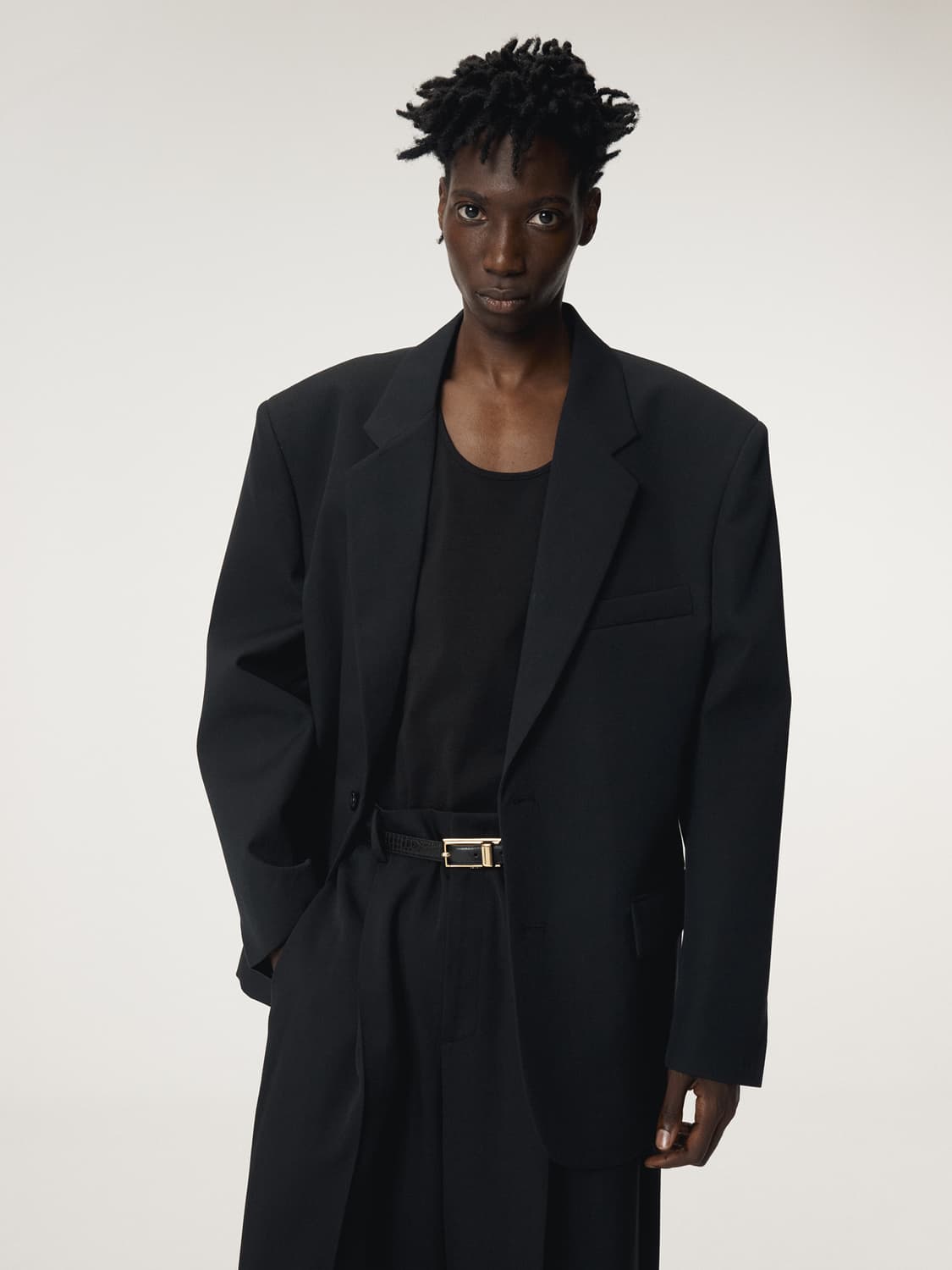 렉토 25FW 스트럭쳐 울 블렌드 싱글 자켓 블랙 상품이미지1