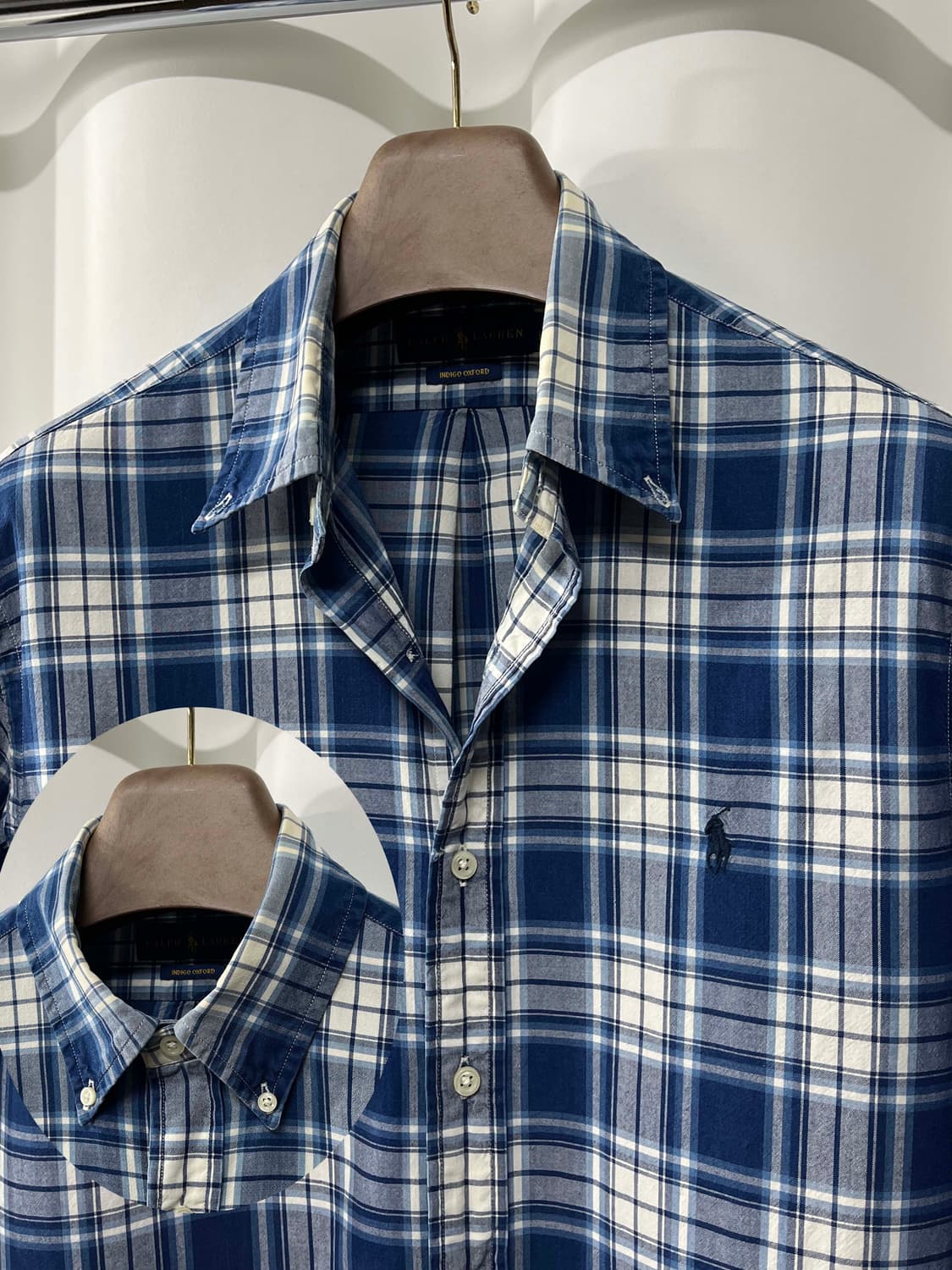 폴로 랄프로렌 인디고 옥스포드 플레이드 버튼다운 셔츠 상품이미지6