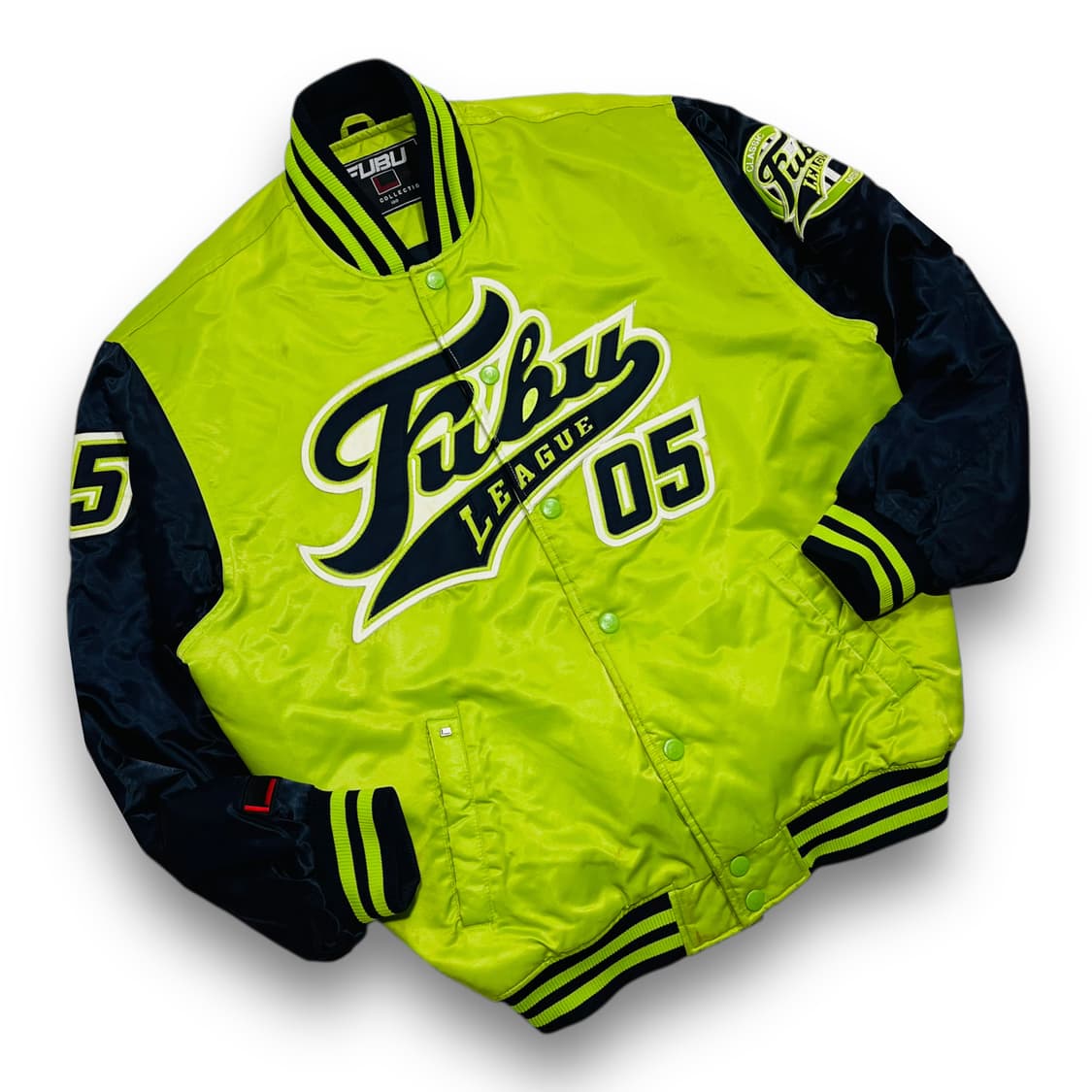 푸부 00s 올드스쿨 힙합 그린 바시티 자켓 상품이미지1