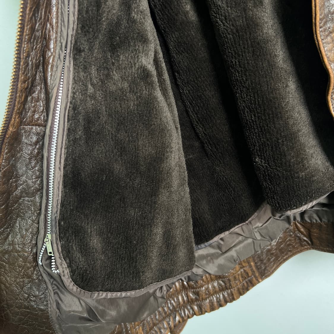 VTG 빈티지 브라운 A-2 양가죽 봄버 자켓 L 상품이미지6