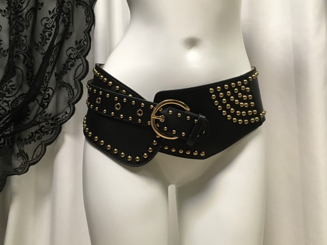 Vintage Pinterest 핀터레스트코어 와이드 스터드 레더 벨트  상품이미지1