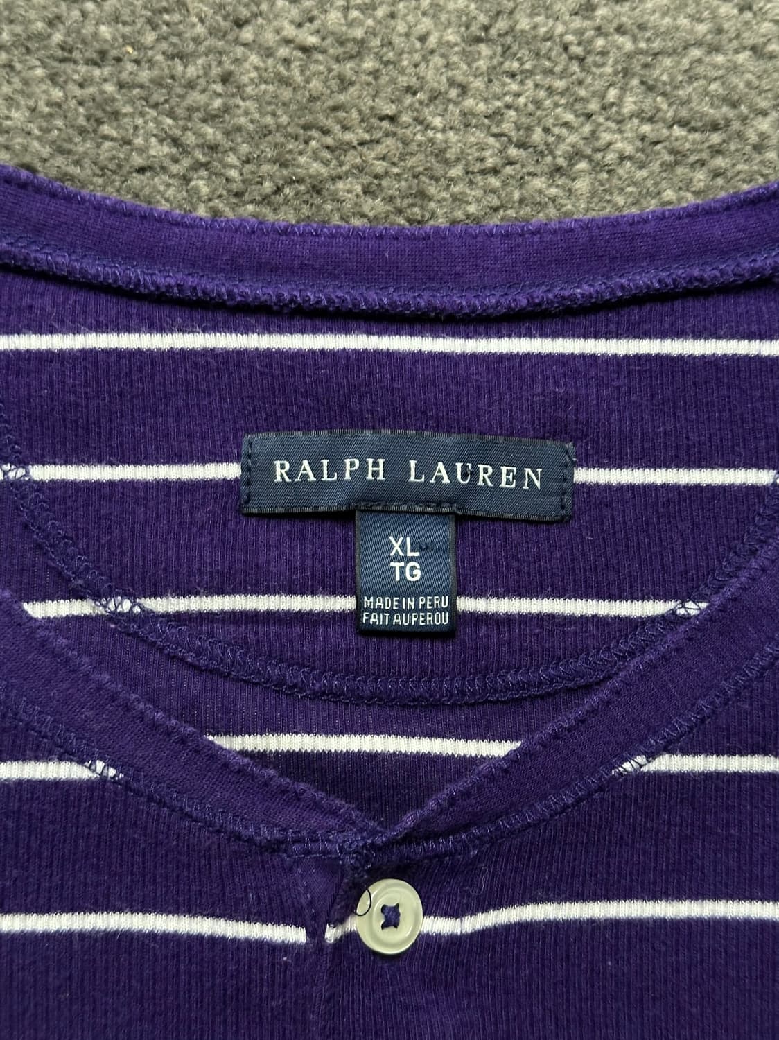 랄프로렌 퍼플 단가라 헨리넥 긴팔티 XL 상품이미지3