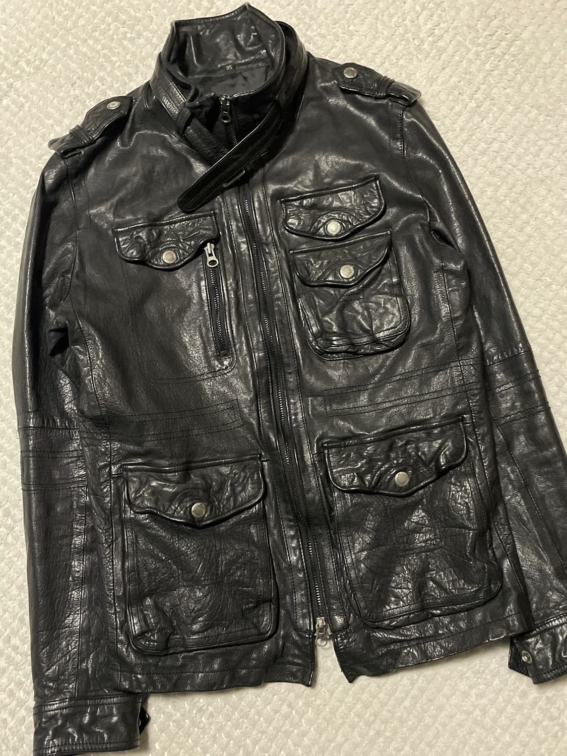 광희시장 웨스턴 무드 2WAY 램스킨 양가죽 포켓 레더 자켓 상품이미지7