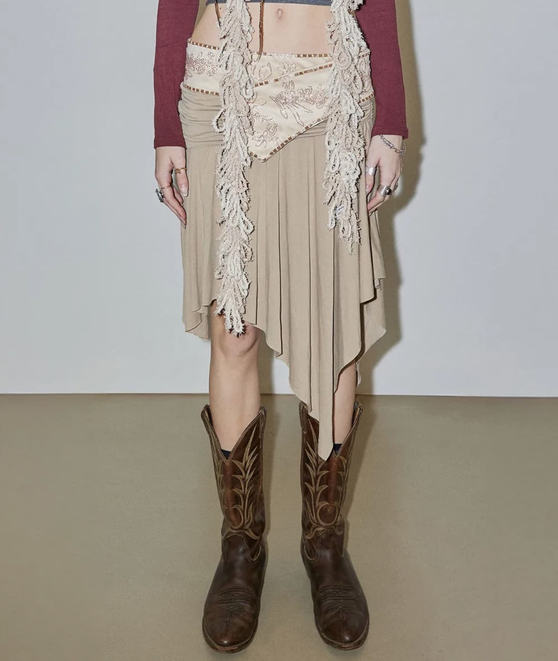 스컬프터 저지 베이지 스커트 L 상품이미지2