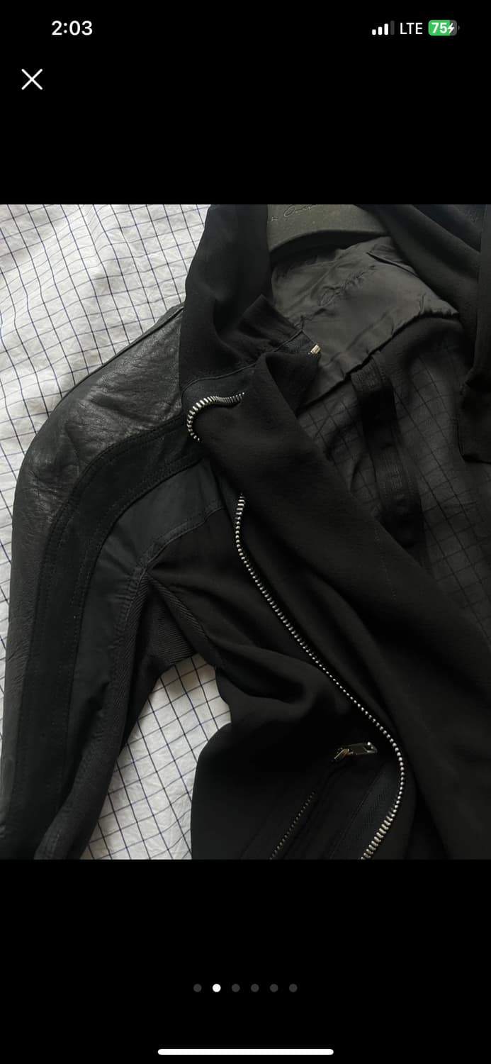 릭오웬스 블랙 가죽 시폰 시스루 자켓 상품이미지2