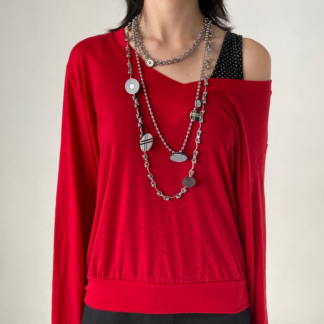 Black button layered necklace 상품이미지2