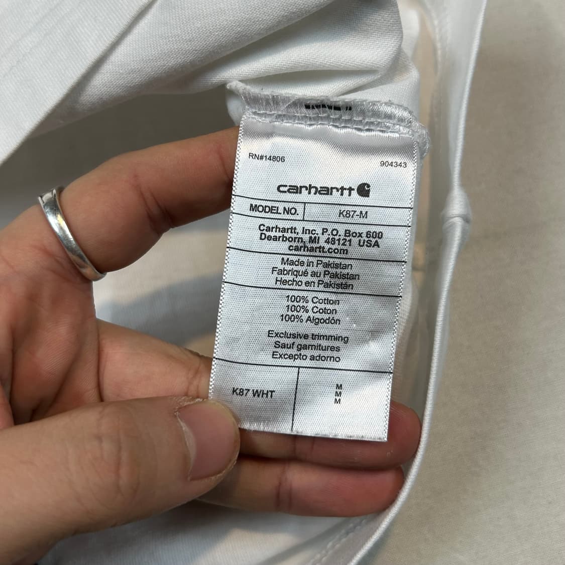 M) 칼하트 루즈핏 포켓 반팔티 화이트 상품이미지7
