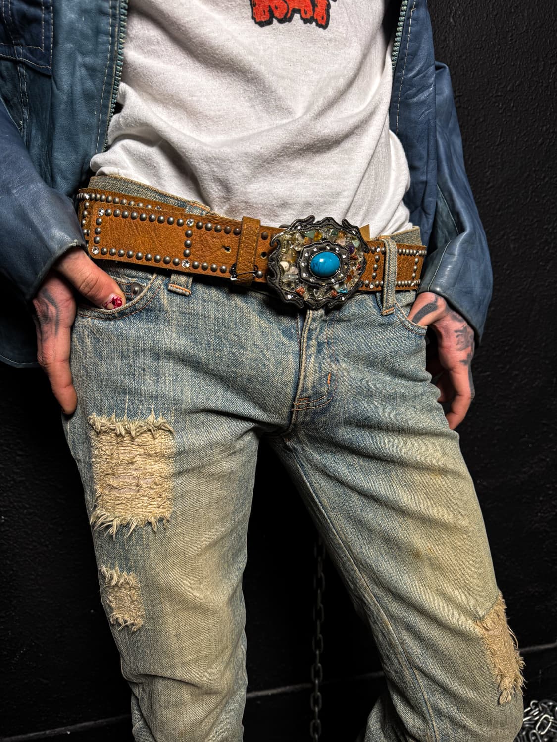 JILL STUART – Distressed Patch Denim Pan 상품이미지2