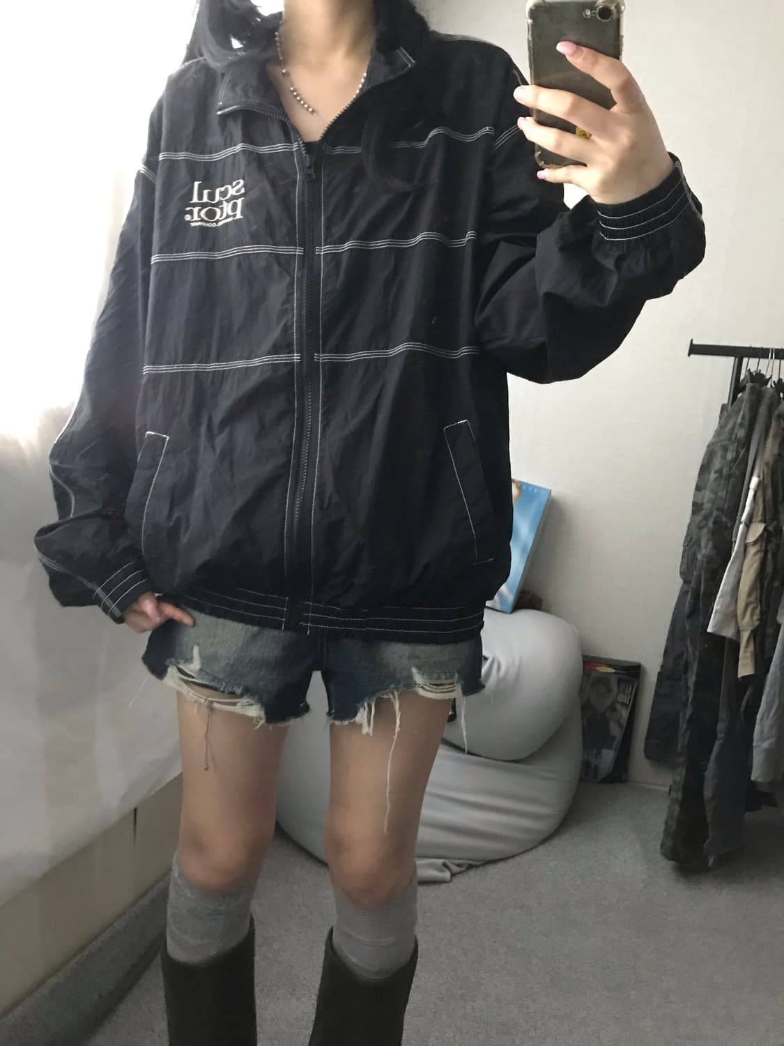 스컬프터 블랙 스티치 바람막이 상품이미지3