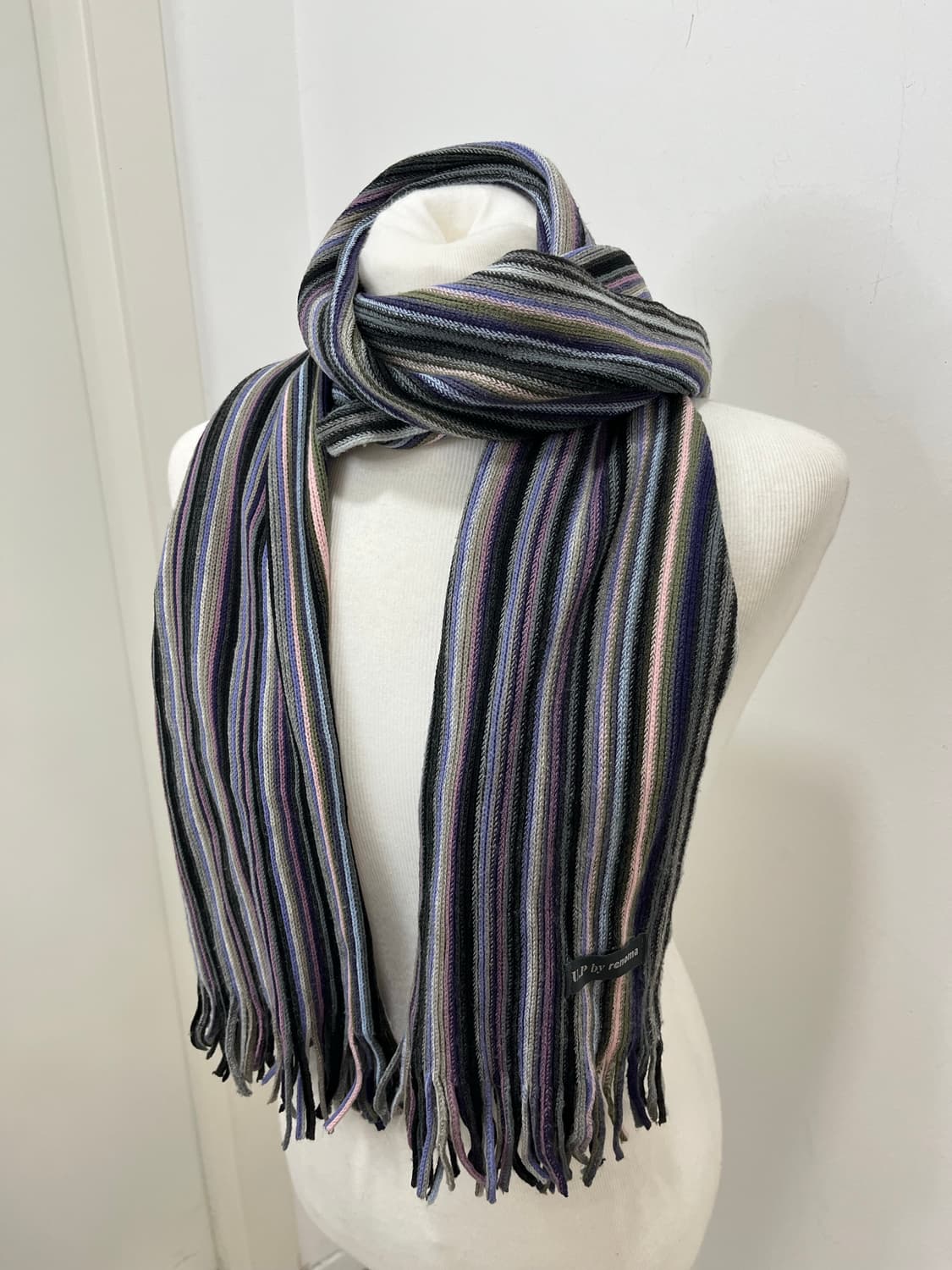 일본 빈티지 모리걸 스트라이프 테슬 머플러 상품이미지5