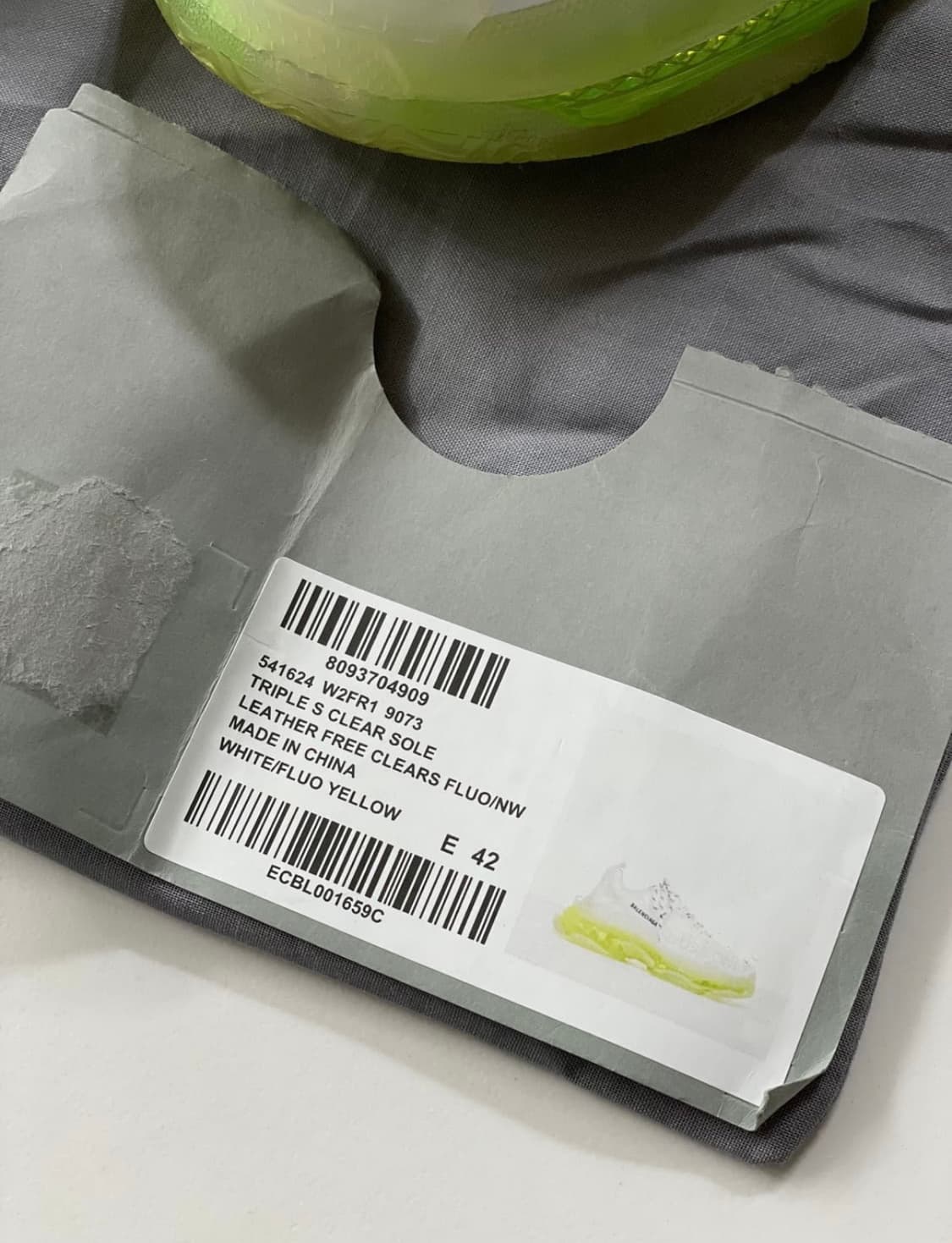 발렌시아가 트리플S 42사이즈 클리어솔 형광 판매 상품이미지4