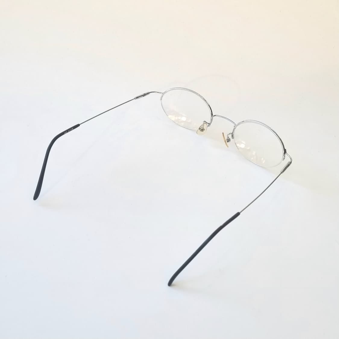 데드스탁 슬림한 빈티지 실버 반무테 안경테  494 상품이미지8
