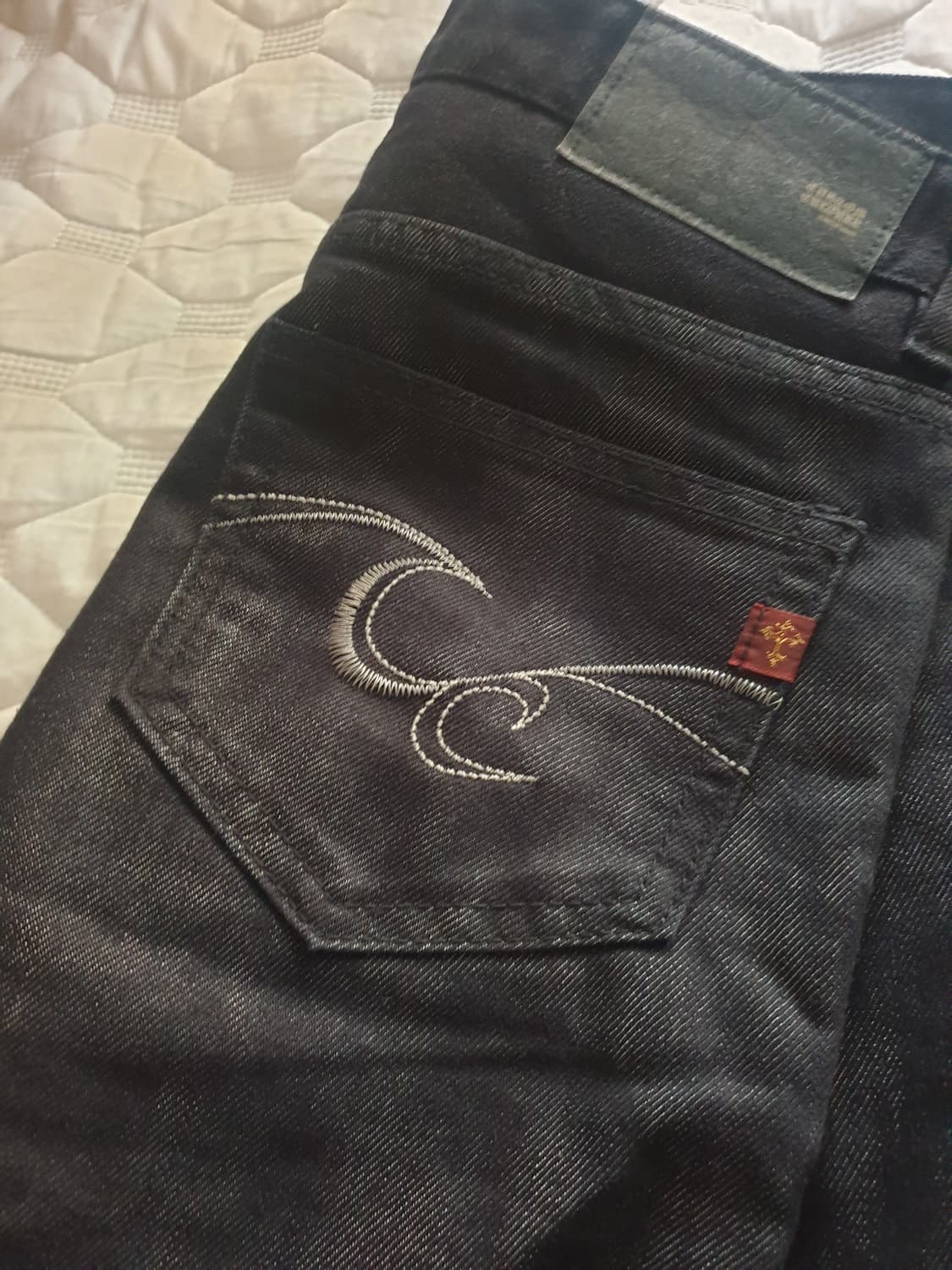 재패니즈 코티드 플레어 부츠컷 데님 팬츠 커스텀컬쳐 왁스 코팅 상품이미지3