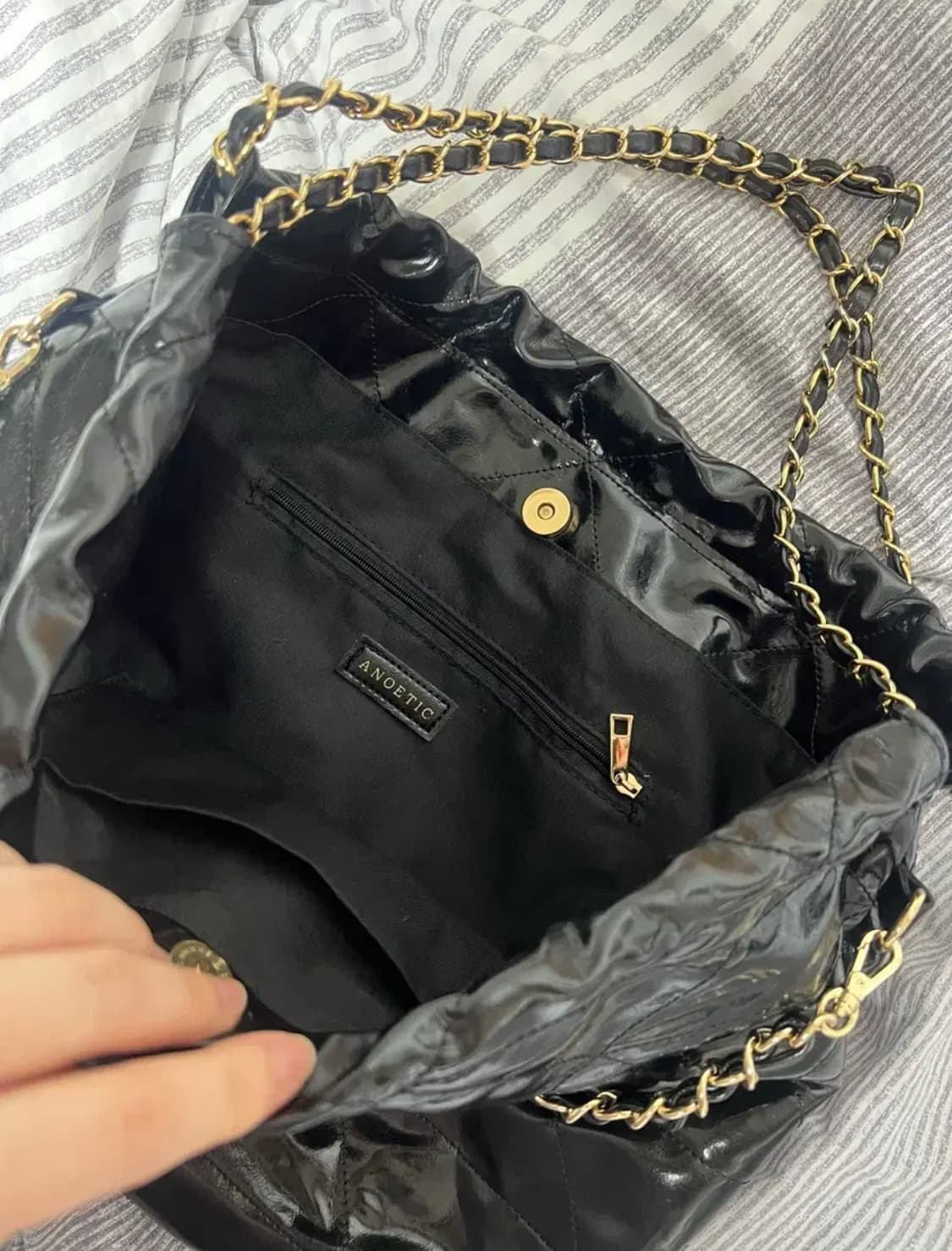 아노에틱 블랙 ANC 체인 숄더백 블랙 상품이미지4
