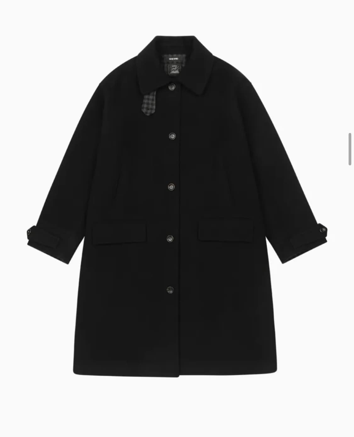 오헤시오 CHECK WOOL LONG COAT, BLACK 상품이미지2