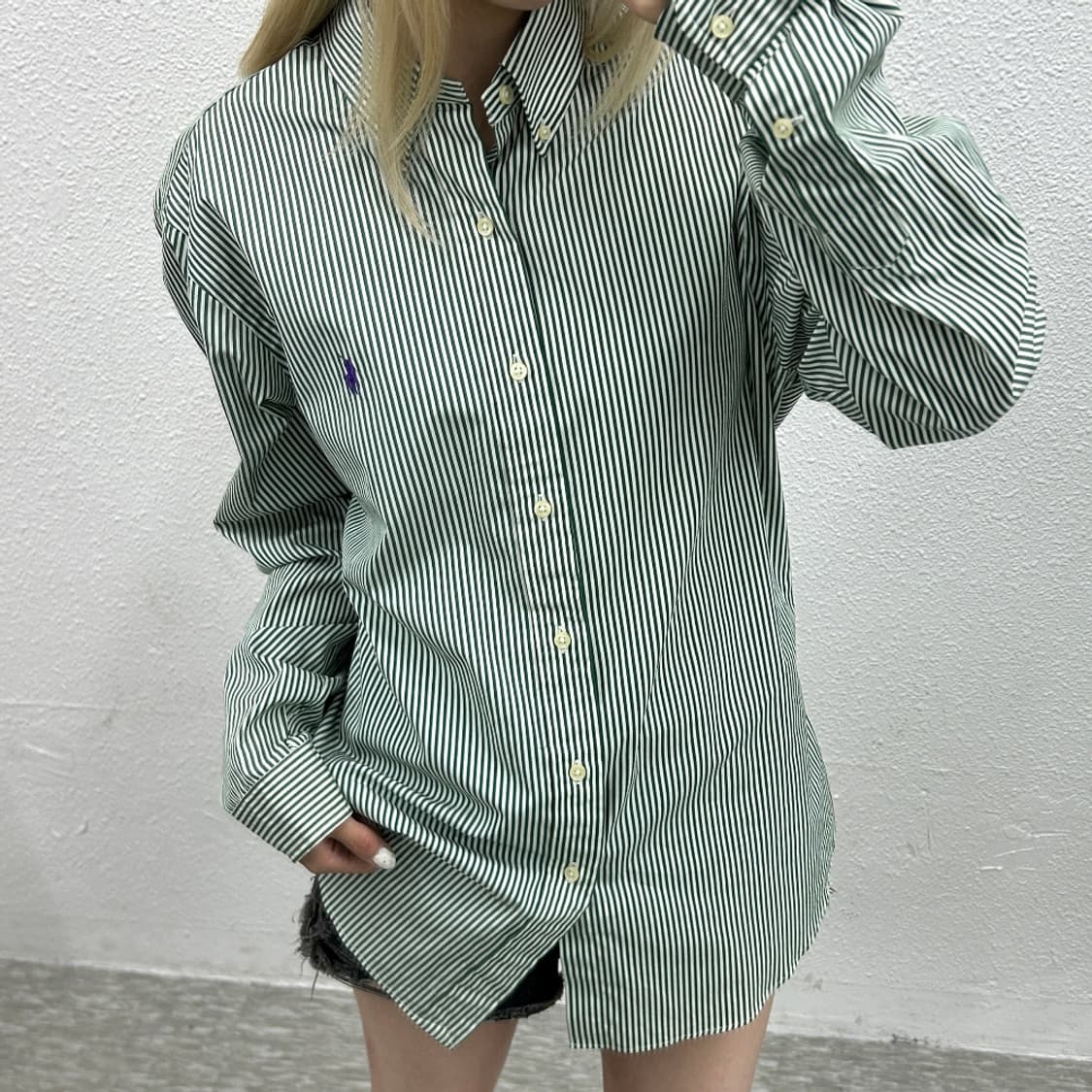폴로 랄프로렌 퍼플포니 스트라이프 셔츠 L 상품이미지1
