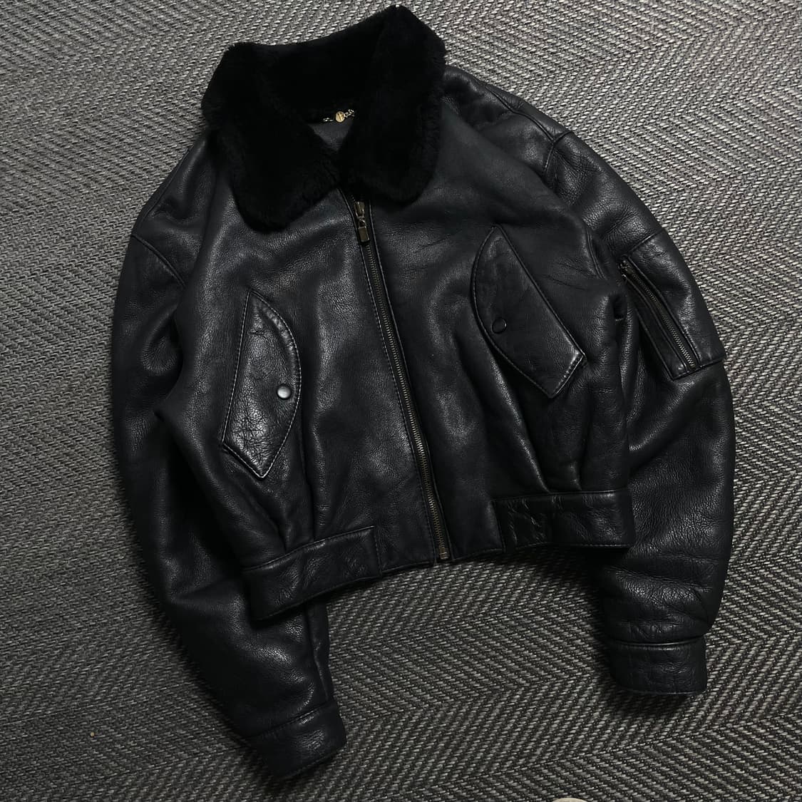 빈티지 아카이브 쉽스킨 레더 크롭 항공 자켓y 5320 상품이미지1