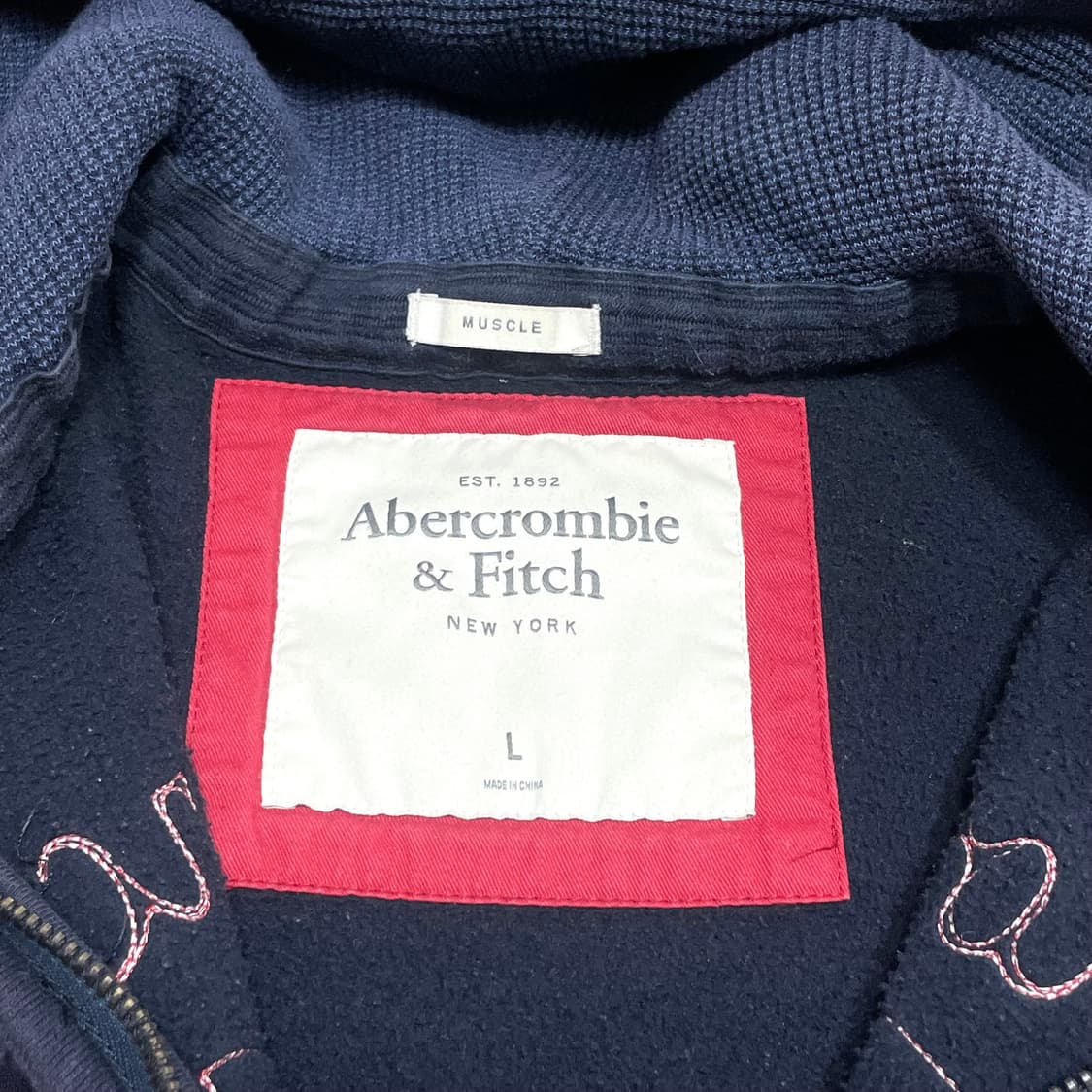 아베크롬비 스펠로고 네이비 기모 후드집업 여성L 상품이미지4