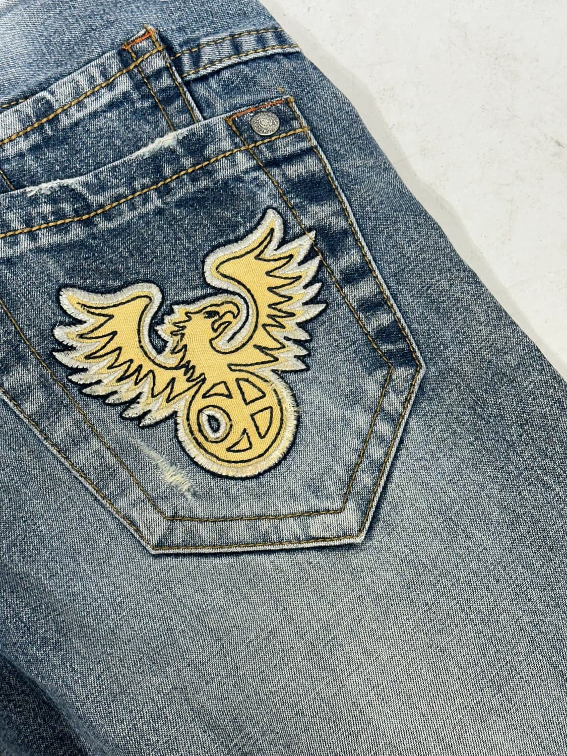 레드 페퍼 와이드 자수 연청 데님 팬츠 워싱 청바지  상품이미지7