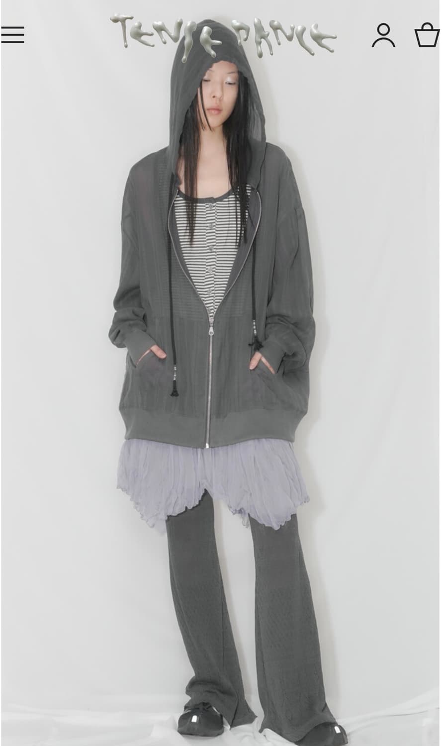 Eyelet boot-cut pants_charcoal  상품이미지1