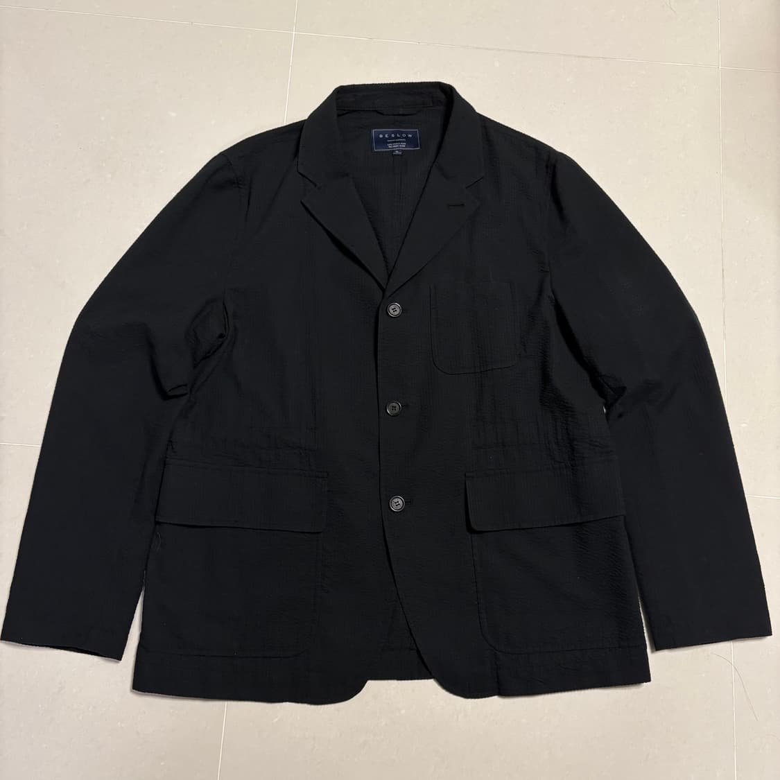 정품 비슬로우 시어서커 블랙 블레이저 자켓 상품이미지3