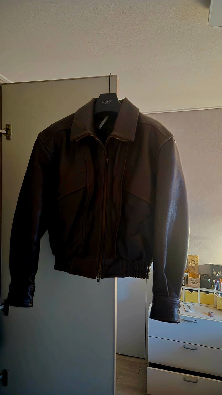 노이어 엔틱 카우레더 하이넥 자켓 상품이미지1