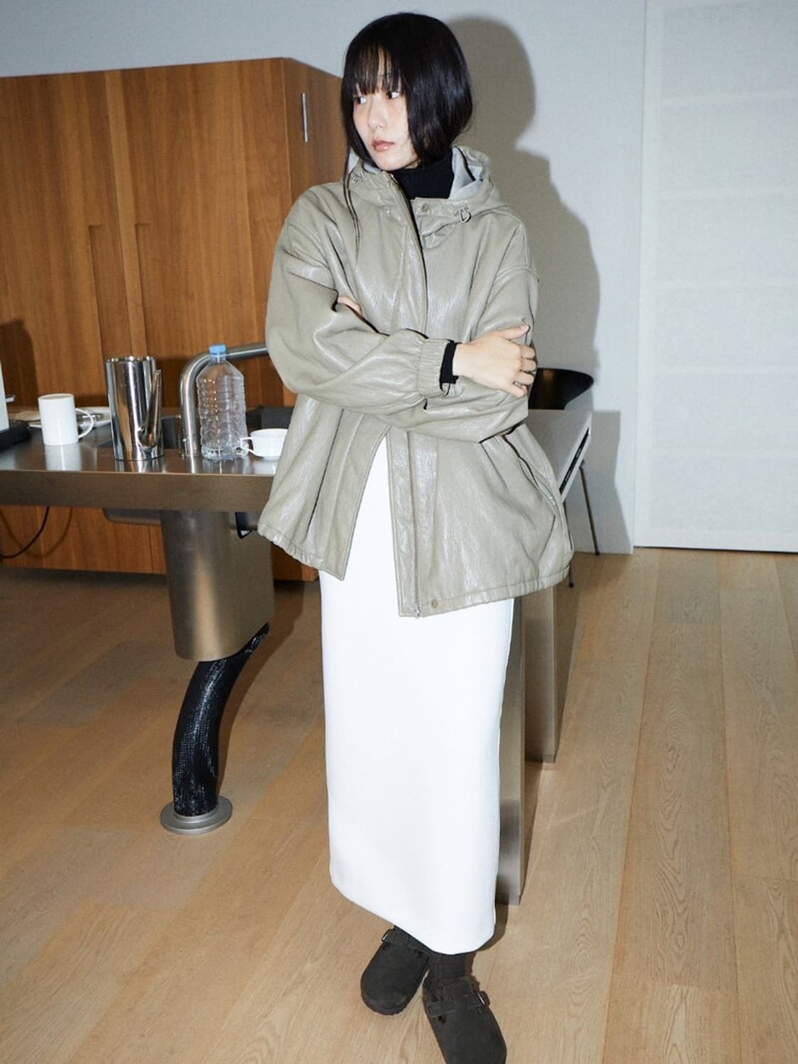 모노하 레더 후드 점퍼 상품이미지1