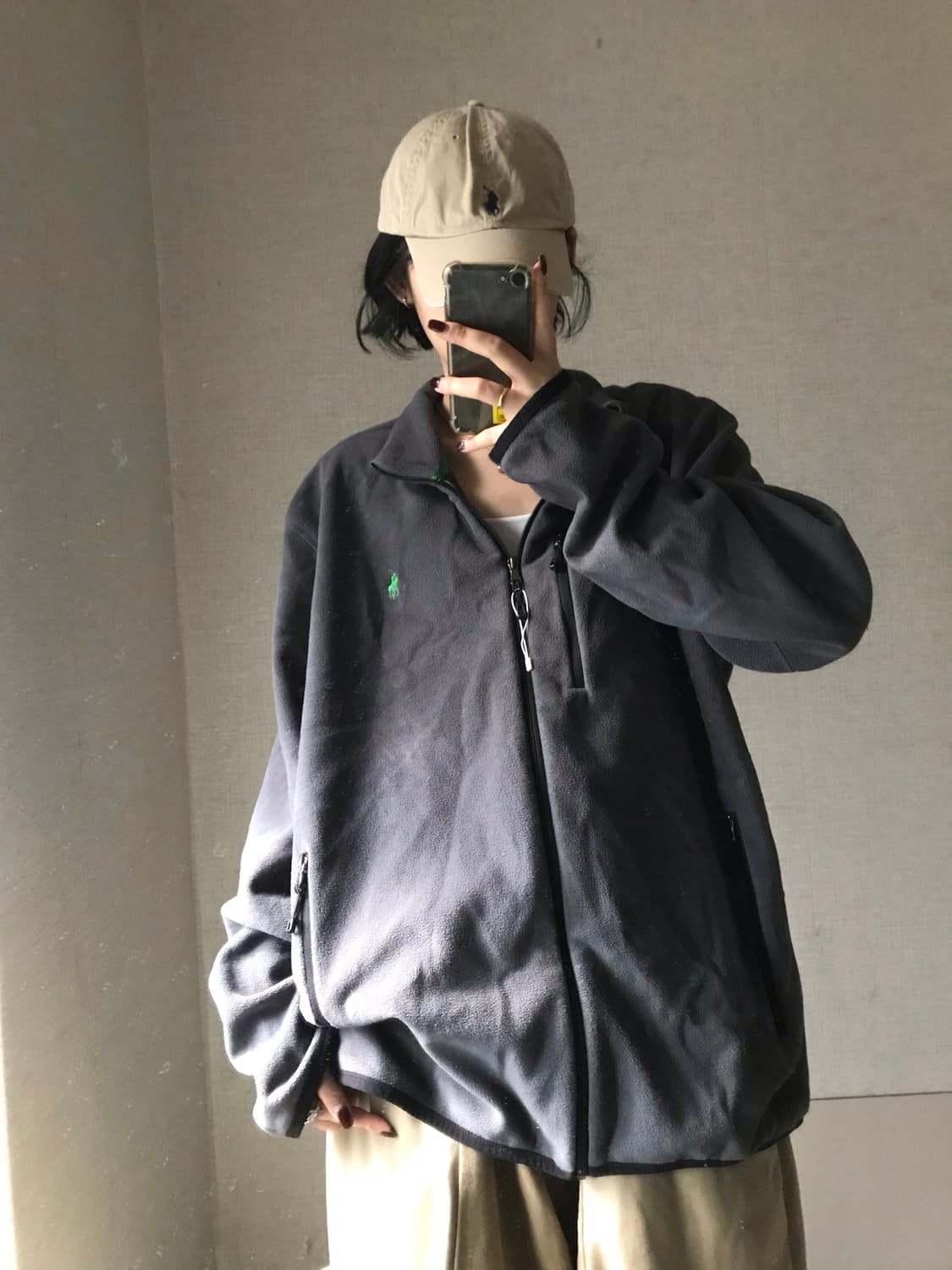 폴로 그레이 오버핏 후리스 상품이미지1