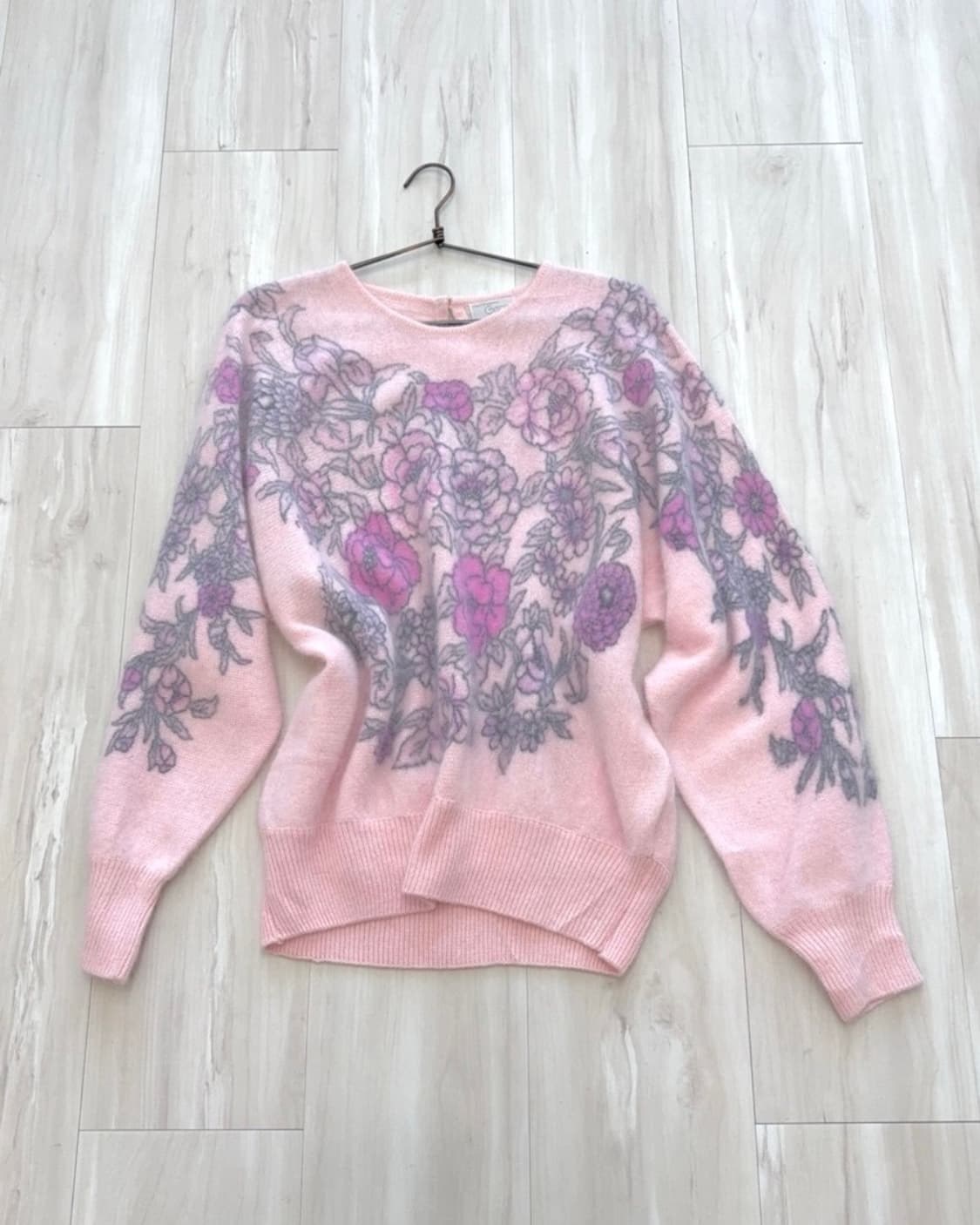 Baby pink wool flower knit top 상품이미지6
