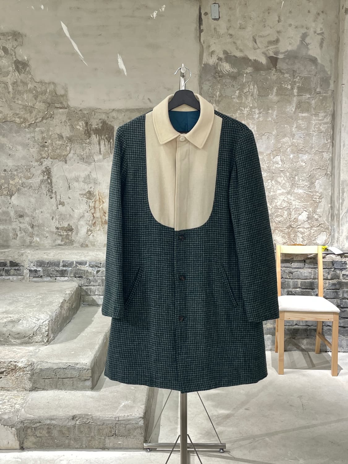 페노메논 12A/W 그린 하운드 투스 체크 울 코트 상품이미지1