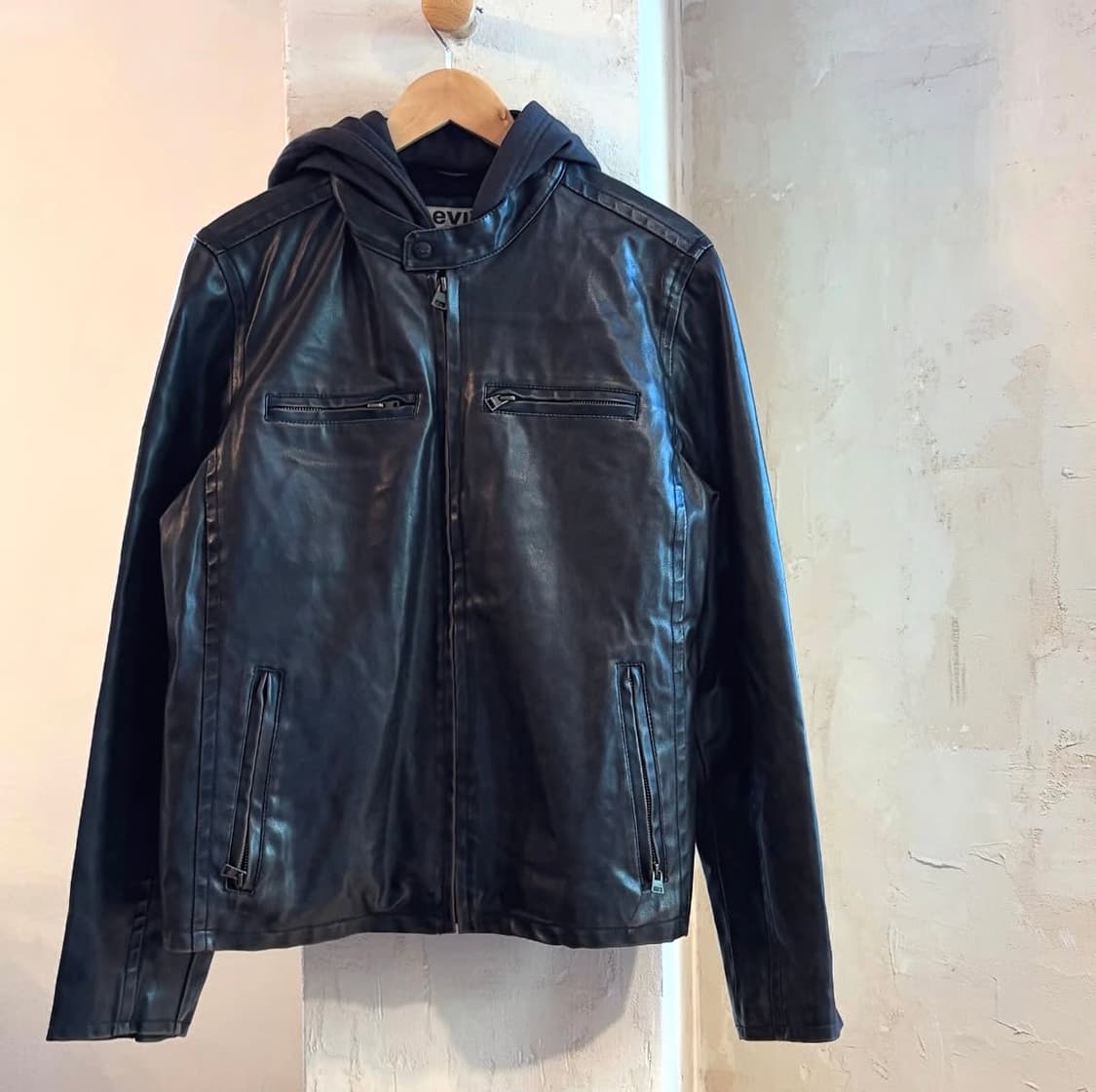 리바이스 후드 레더 바이커 자켓 상품이미지2