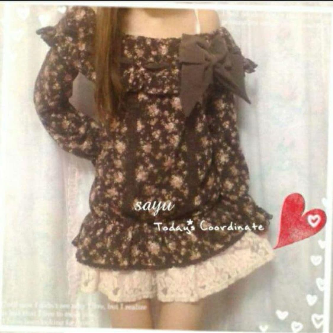 대대장!) 리즈리사 히메카지 빅 리본 플로럴 탑 히메갸루 라떼갸루 상품이미지2