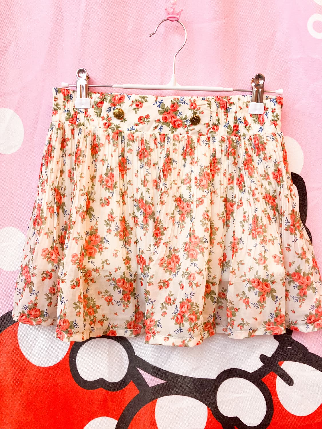 금장버튼 플라워 미니 스커트 상품이미지1