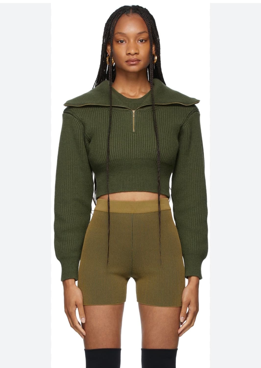 자크뮈스 라 마이유 리소울 더블 칼라 스웨터 카키 상품이미지1