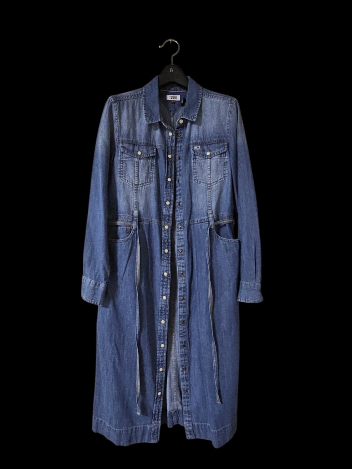 Tommy Jeans 블루 버튼 장식 벨티드 데님 미디원피스 S 상품이미지8