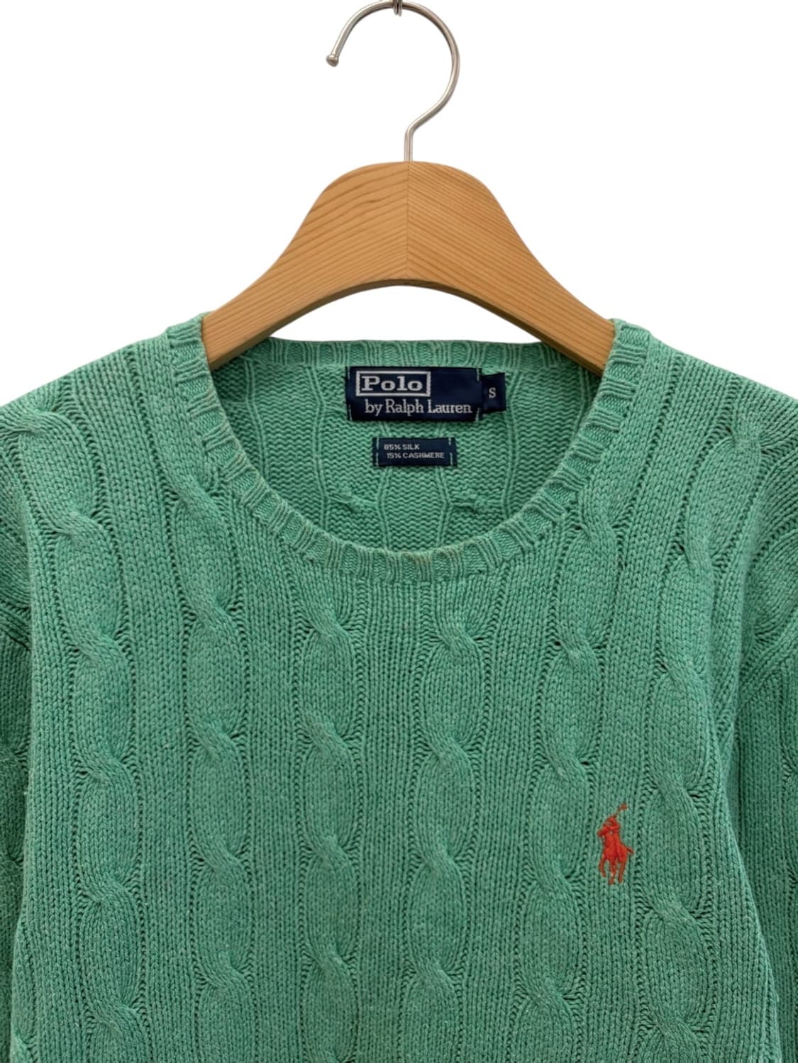 폴로 실크 캐시미어 꽈배기 니트 민트 (여성S)  상품이미지2