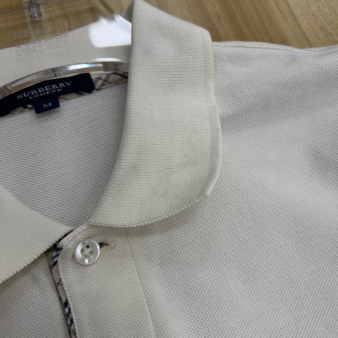 버버리 빈티지 크림 노바 체크 반팔 폴로 셔츠 M 상품이미지10
