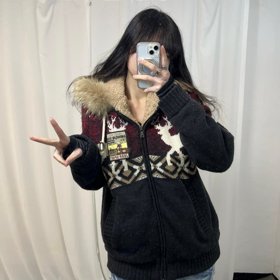 JEEP Wolfjo Nordic Knit Hoodie Zip-up  상품이미지2