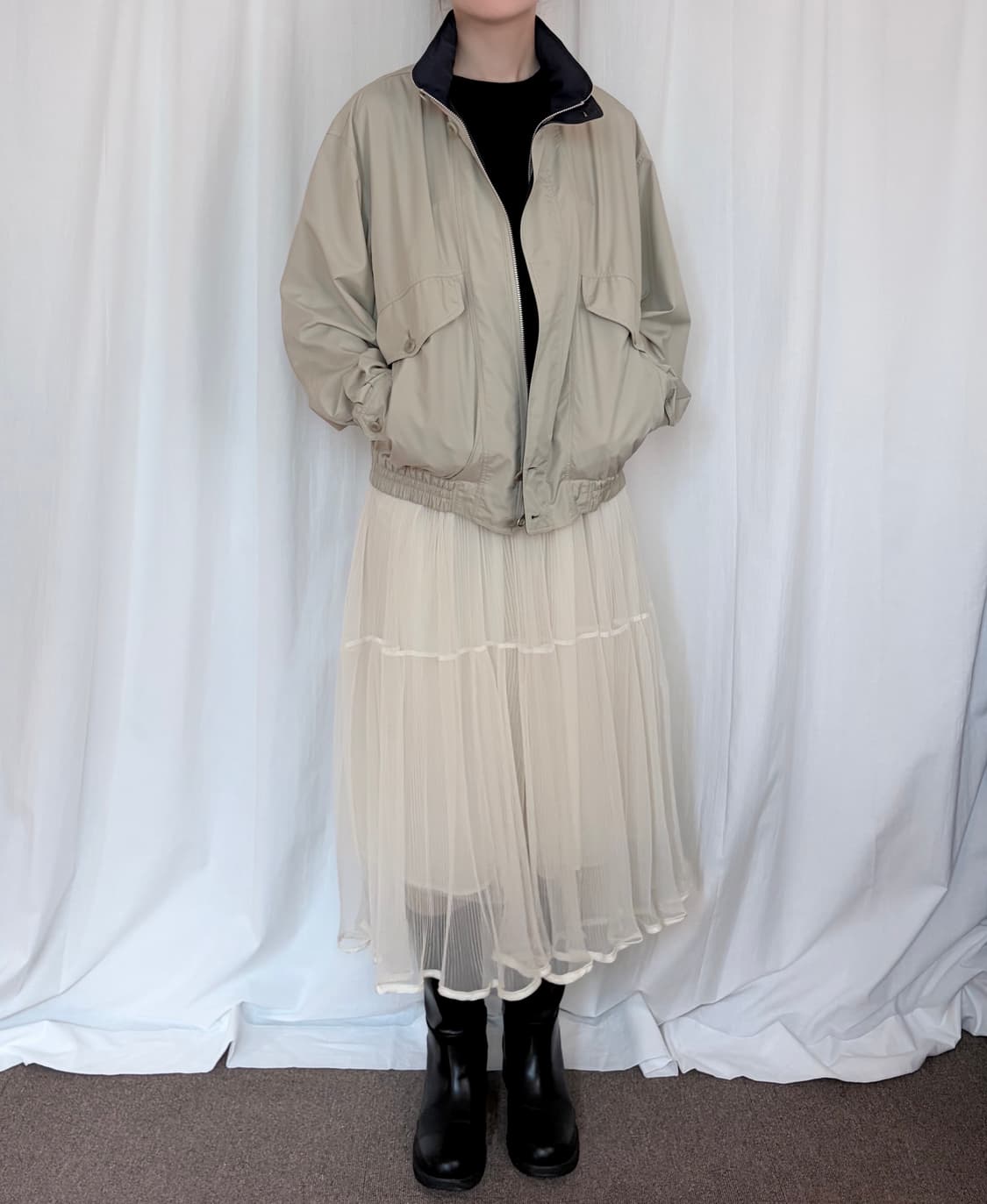 Nylon Blouson - Beige 상품이미지3