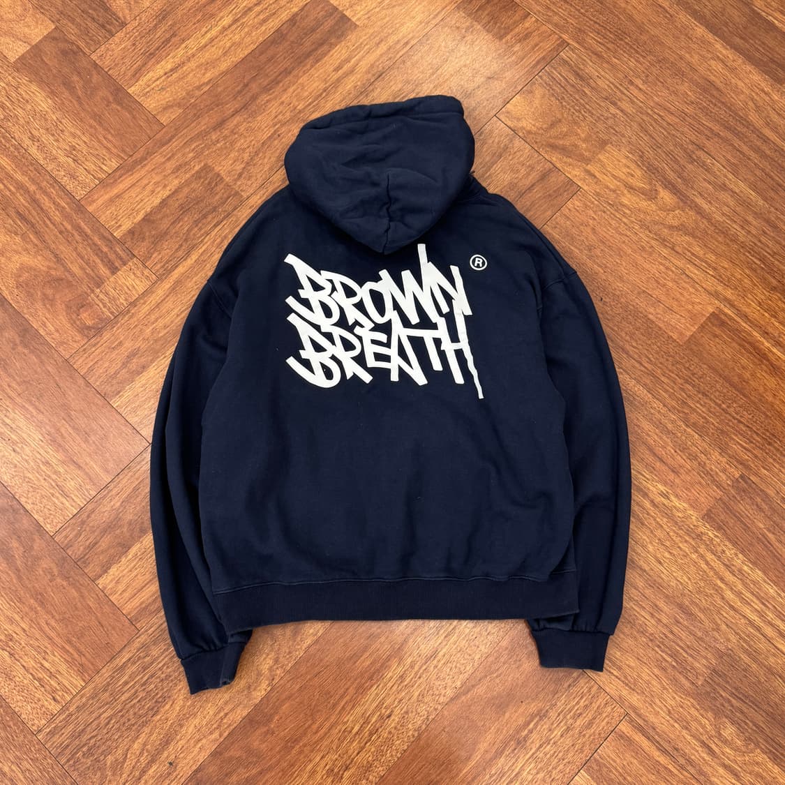 L 브라운브레스 빅로고 네이비 후드 티셔츠  상품이미지1