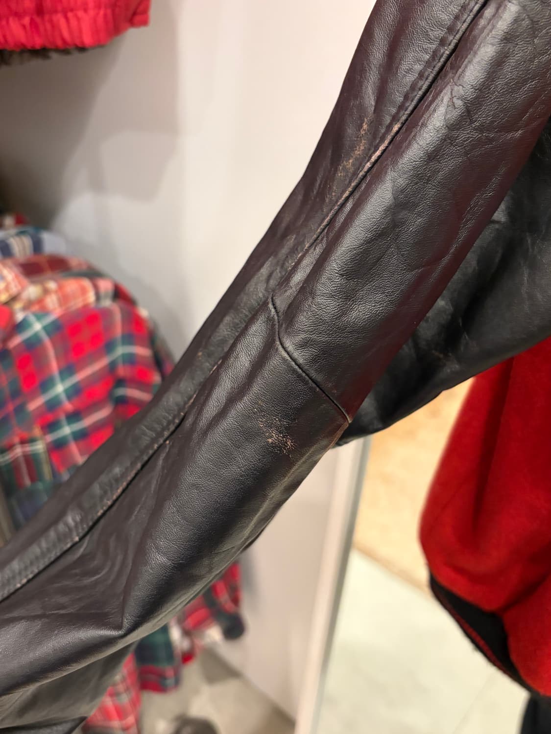 90s Trader Bay 빈티지 ALASKA 리얼레더 울 바시티 자켓 상품이미지6