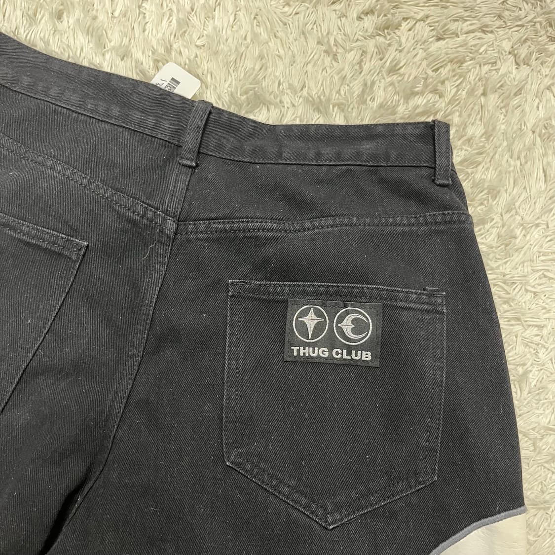 Thug Club black white leather denim pant 상품이미지8