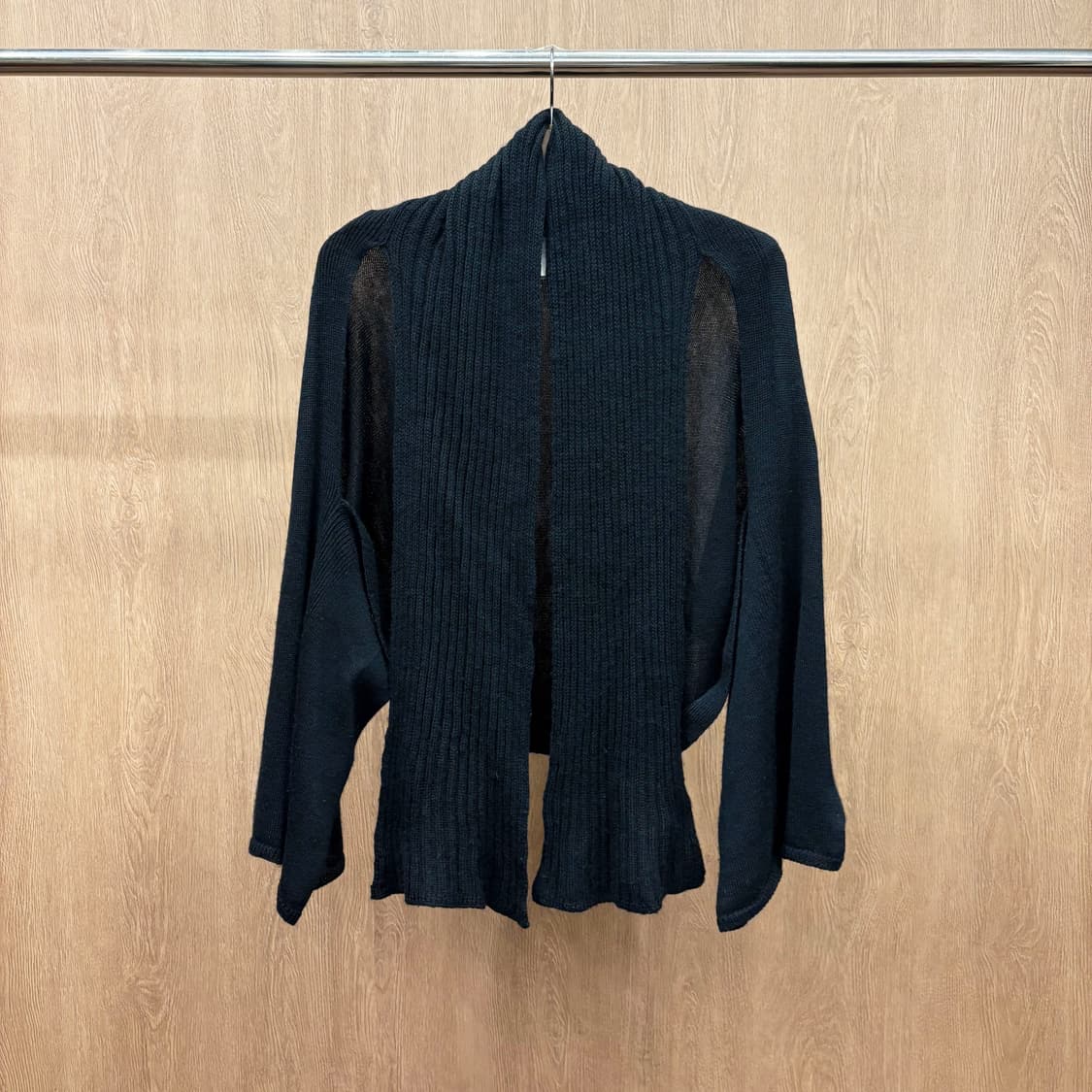 요지 야마모토 울 니트 볼레로 가디건 드레이프 드롭 숄더 디테일 블랙 상품이미지2